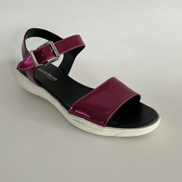 Aquatalia Sandals Women 8.5M Metallic Fuchsia Leather Ravish Ankle Strap - Picture 10 of 12